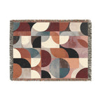 Mid-Century Geometric Woven Blanket | Rust & Teal Throw