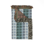 Retro Green Geometric Woven Blanket | 1960s-Inspired Throw