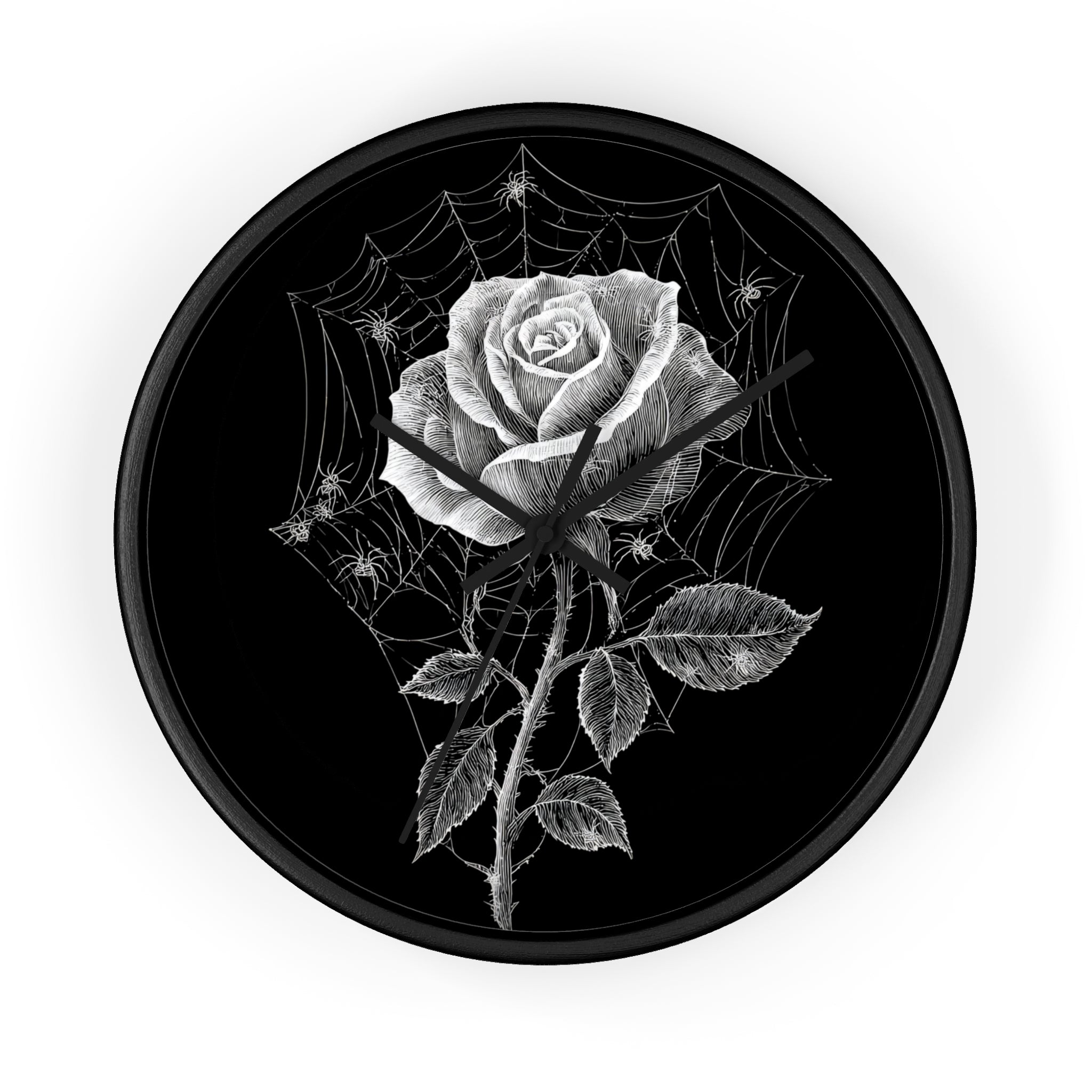 Gothic Rose Spiderweb Wall Clock | Victorian Dark Academia Decor