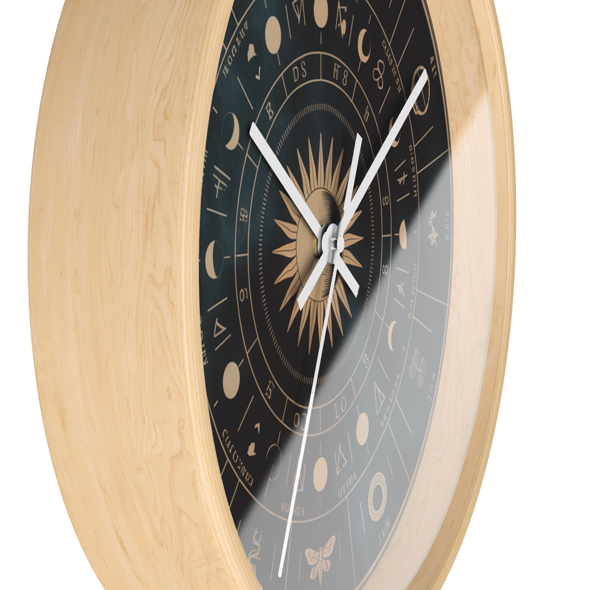 Eclipse Sun Occult Chart Wall Clock | Alchemical Glyphs, Antique Gold