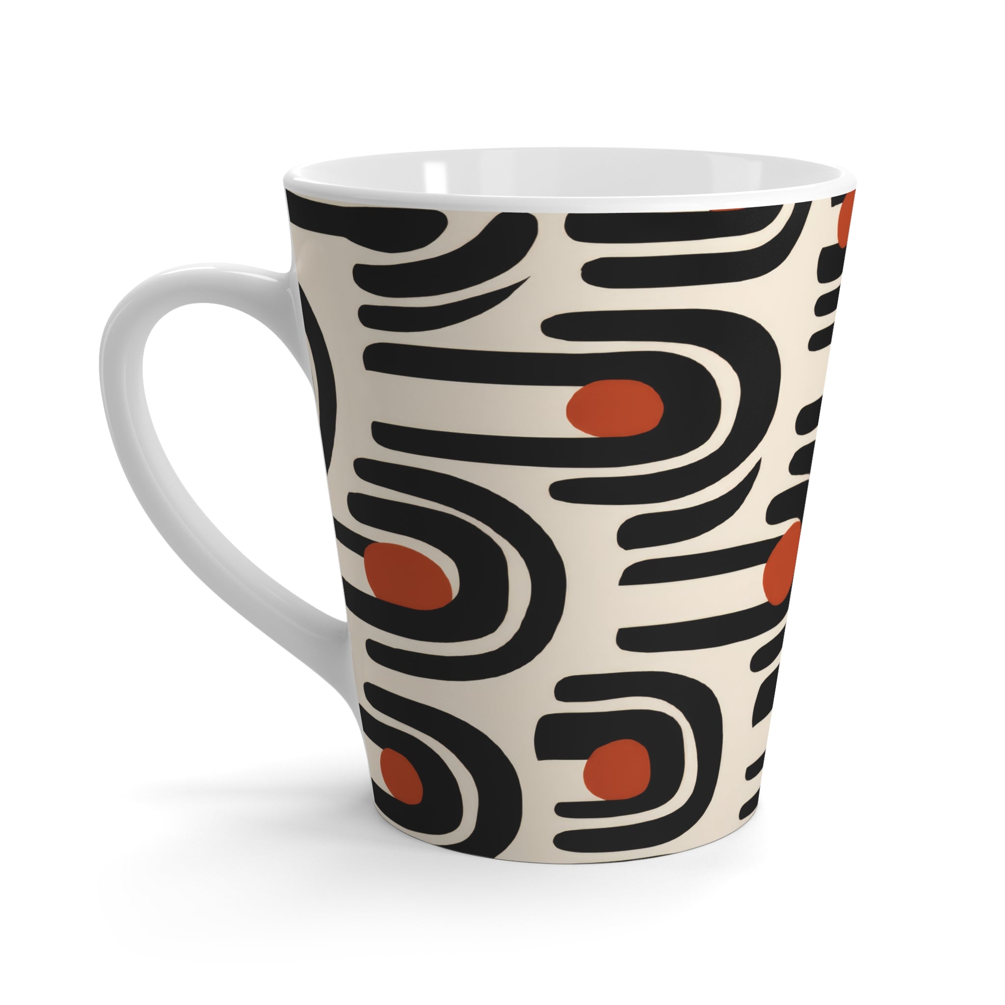 Mid Century Modern Geometric Arch Latte Mug | Terracotta Black Cream