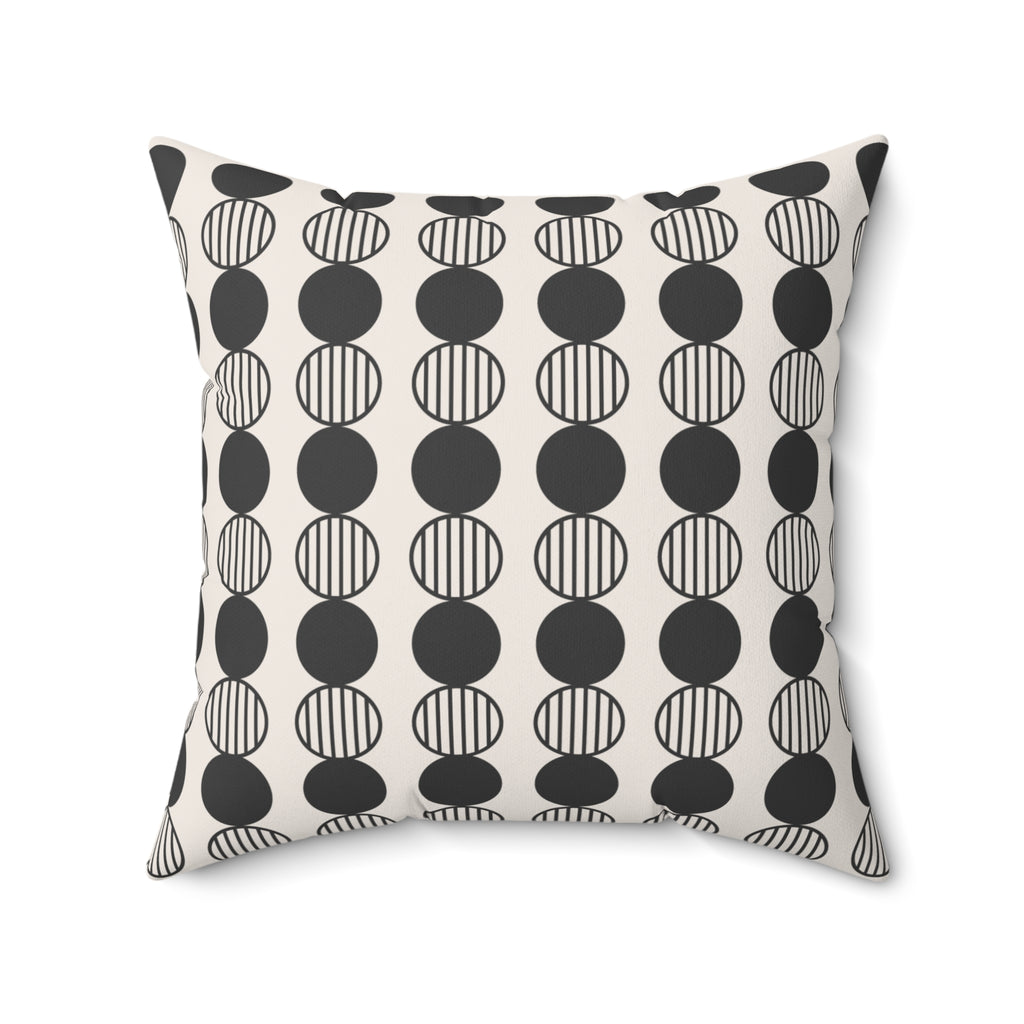 Mid-Century Modern Geometric Throw Pillow, Monochrome Circle Pattern, Modern Sofa Accent