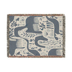 Scandinavian Horse Woven Blanket | Blue Nordic Folk Throw
