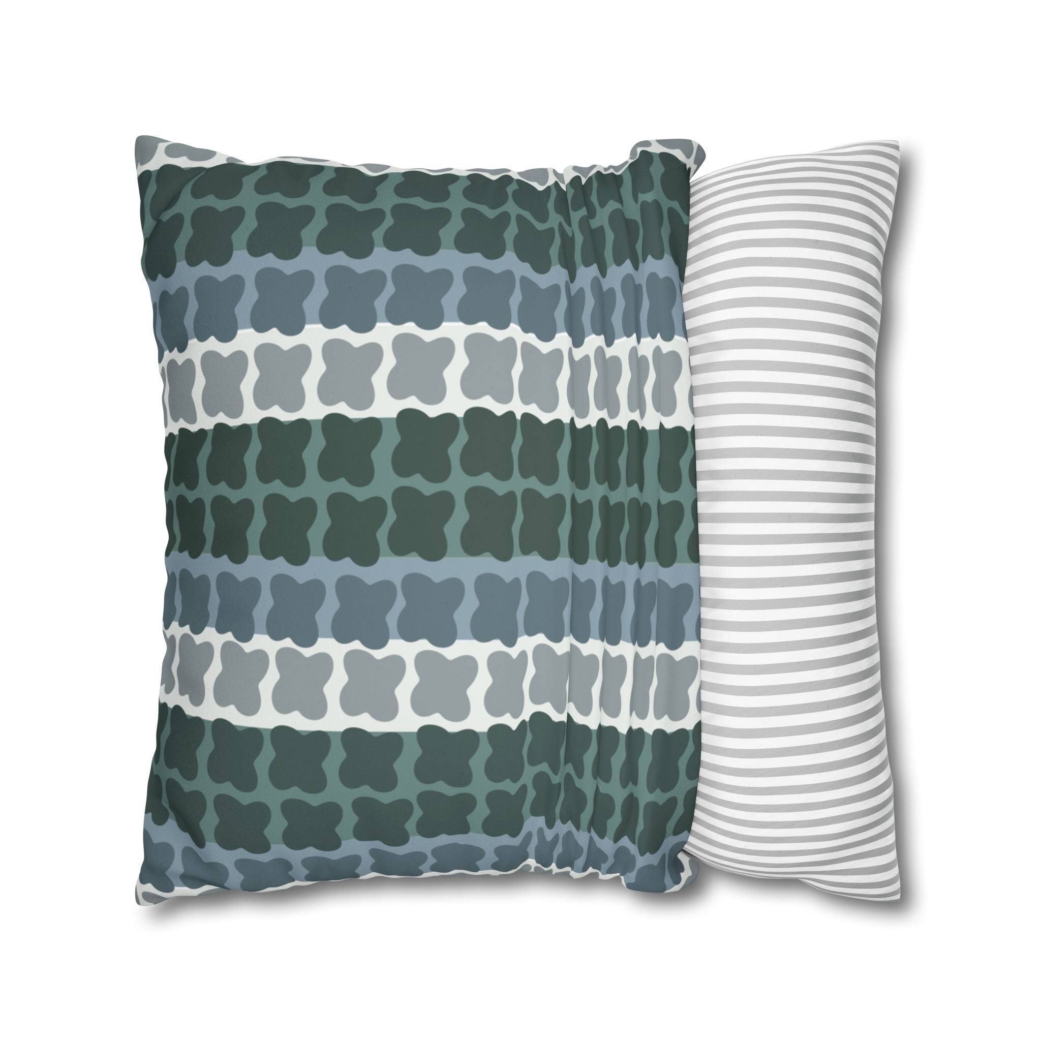 Mid Century Modern Geometric Pillow Cover | 1960s Inspired Retro Green Pattern | Faux Suede MCM Throw Pillow Cover