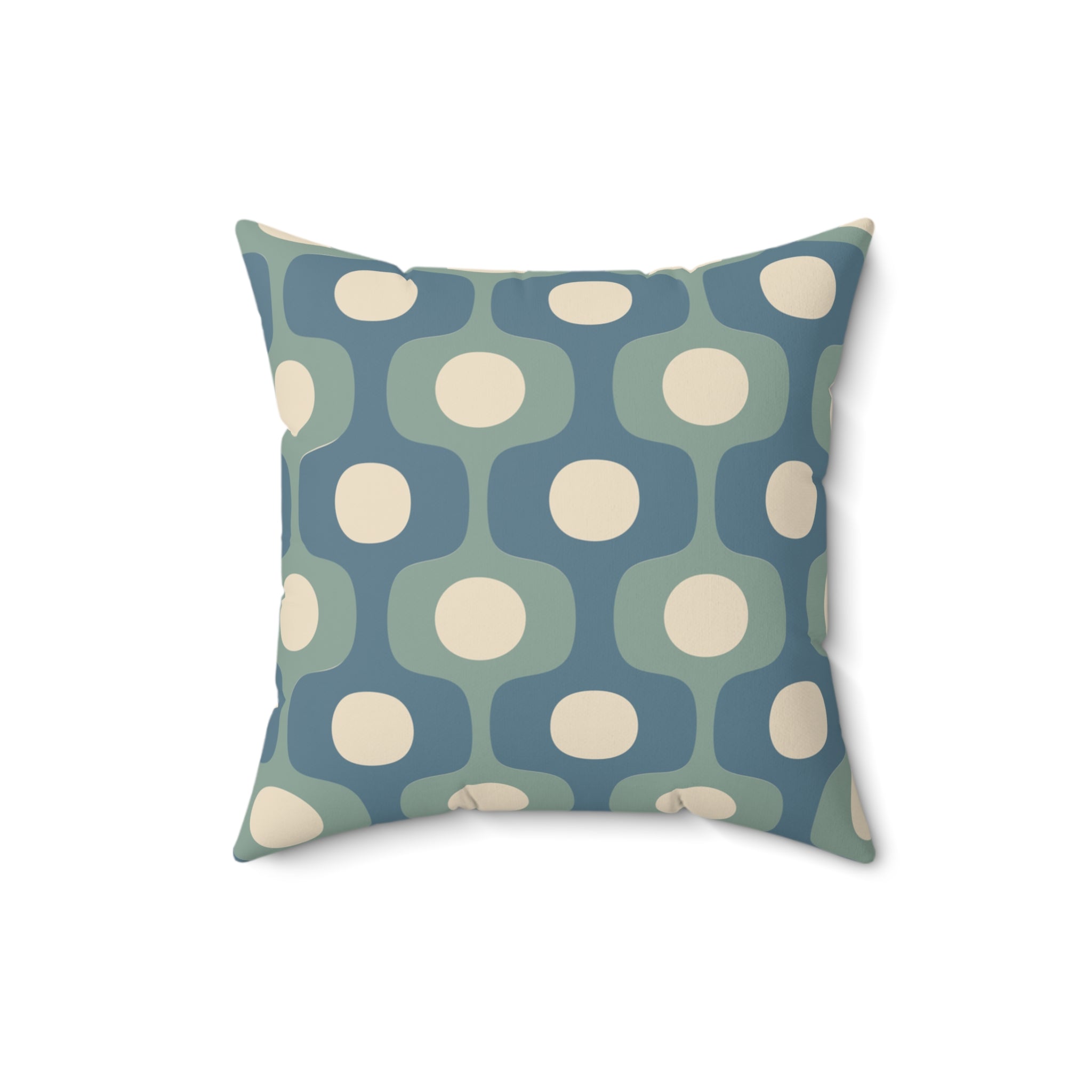 Mid-Century Geometric Pattern Square Pillow | Teal Sage Cream