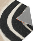 Hand-Drawn Arches MCM Area Rug | Modern Sun Dot Pattern, Neutral Tan Terracotta
