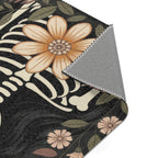 La Catrina Sugar Skull Area Rug | Gothic Floral Ceremony, Charcoal Burgundy