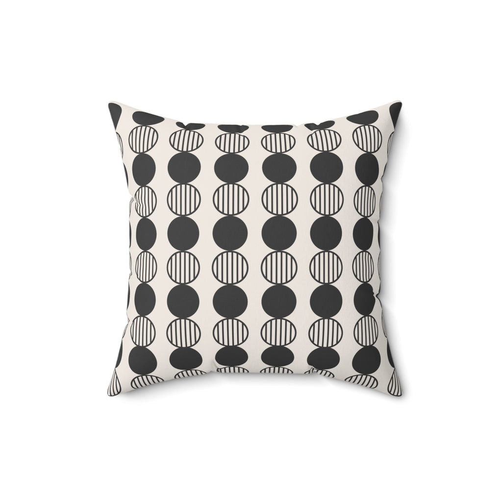 Mid-Century Modern Geometric Throw Pillow, Monochrome Circle Pattern, Modern Sofa Accent