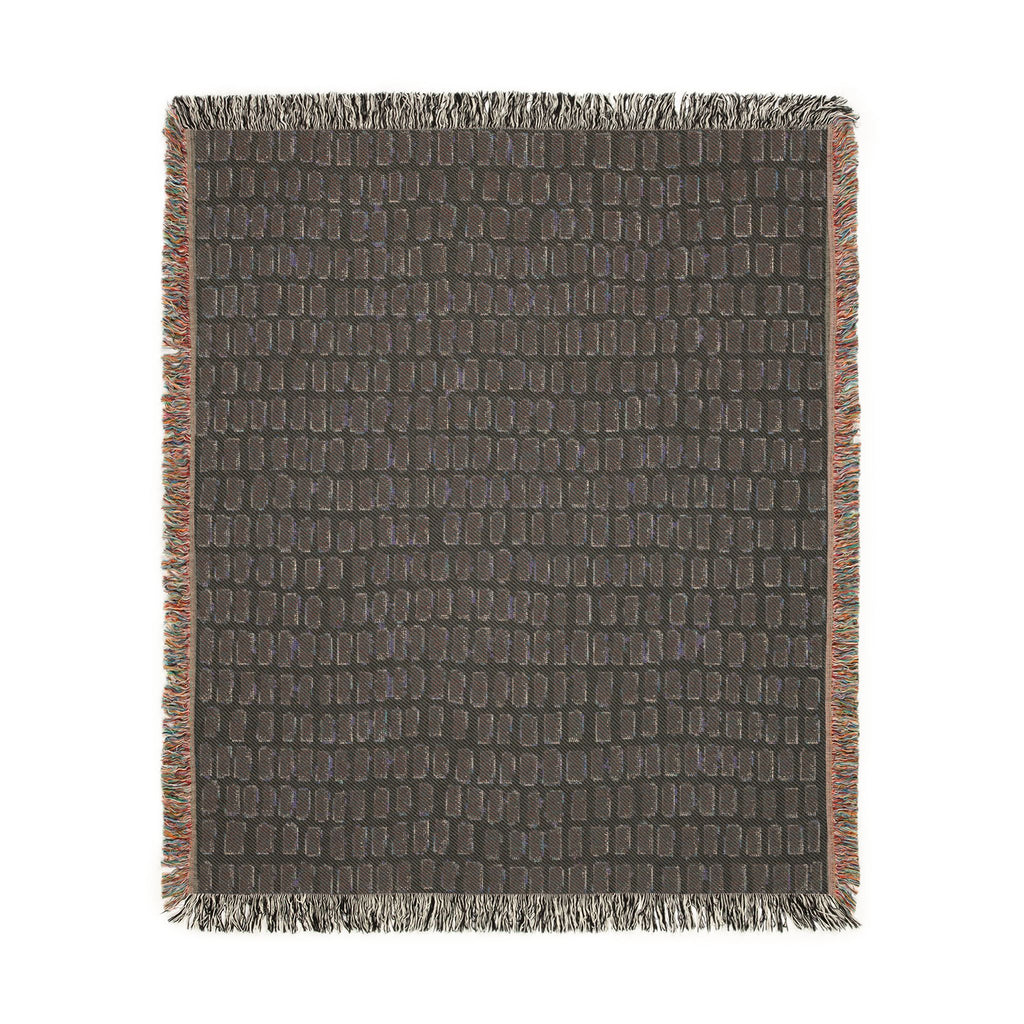Updated Hand-Drawn Grid Texture Woven Blanket | Cream Background