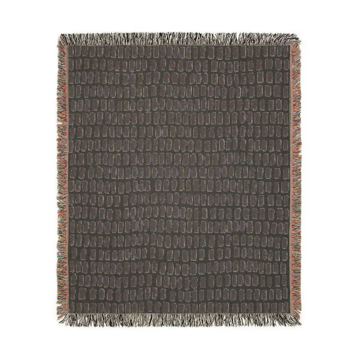 Updated Hand-Drawn Grid Texture Woven Blanket | Cream Background