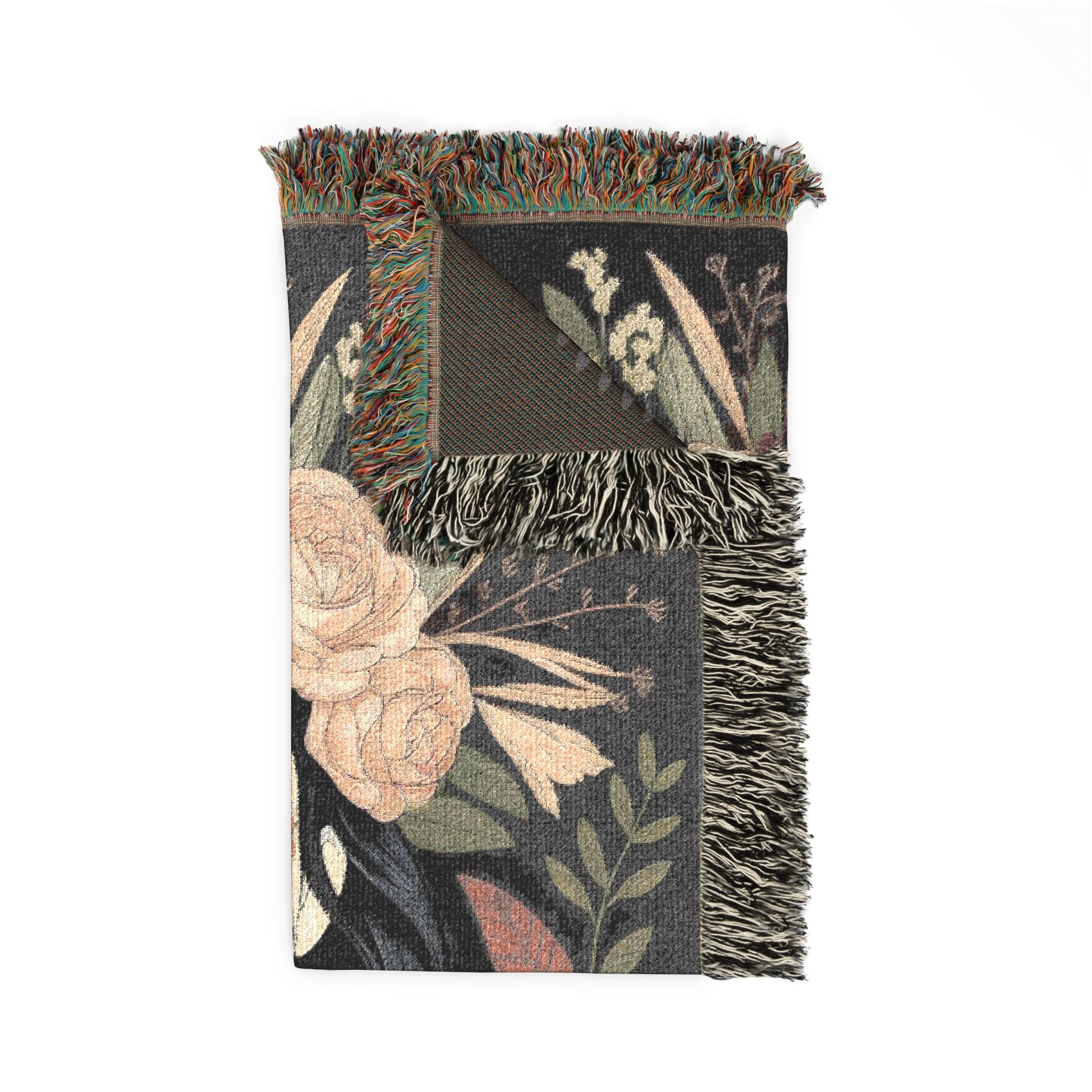 La Catrina Gothic Día de los Muertos Gothic Woven Blanket | Sugar Skull Botanical Throw