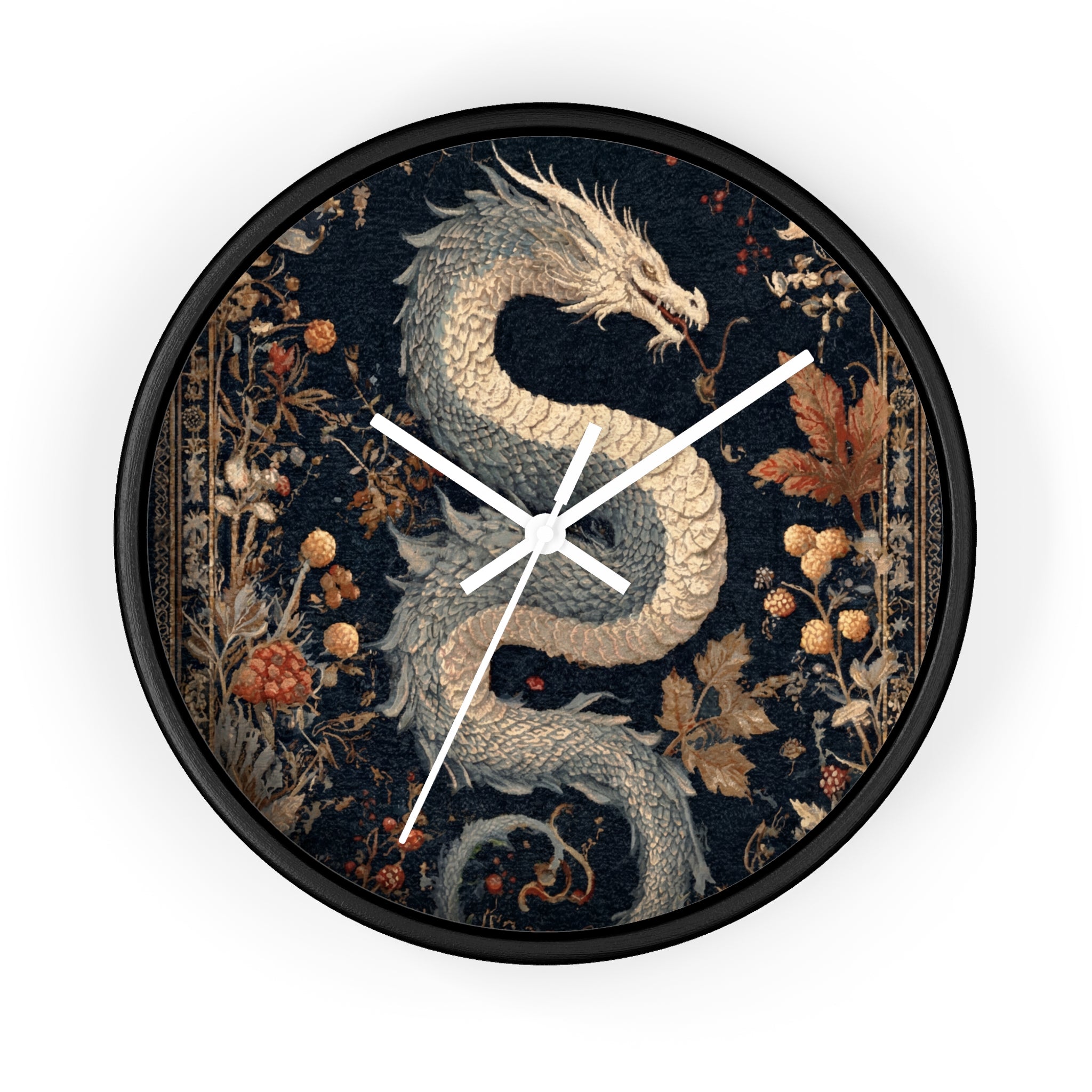 Botanical Dragon Tapestry Clock | Dark Academia Cottage Goth Decor
