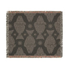 Blue Scandinavian Fish Woven Blanket | Nordic Folk Art Throw