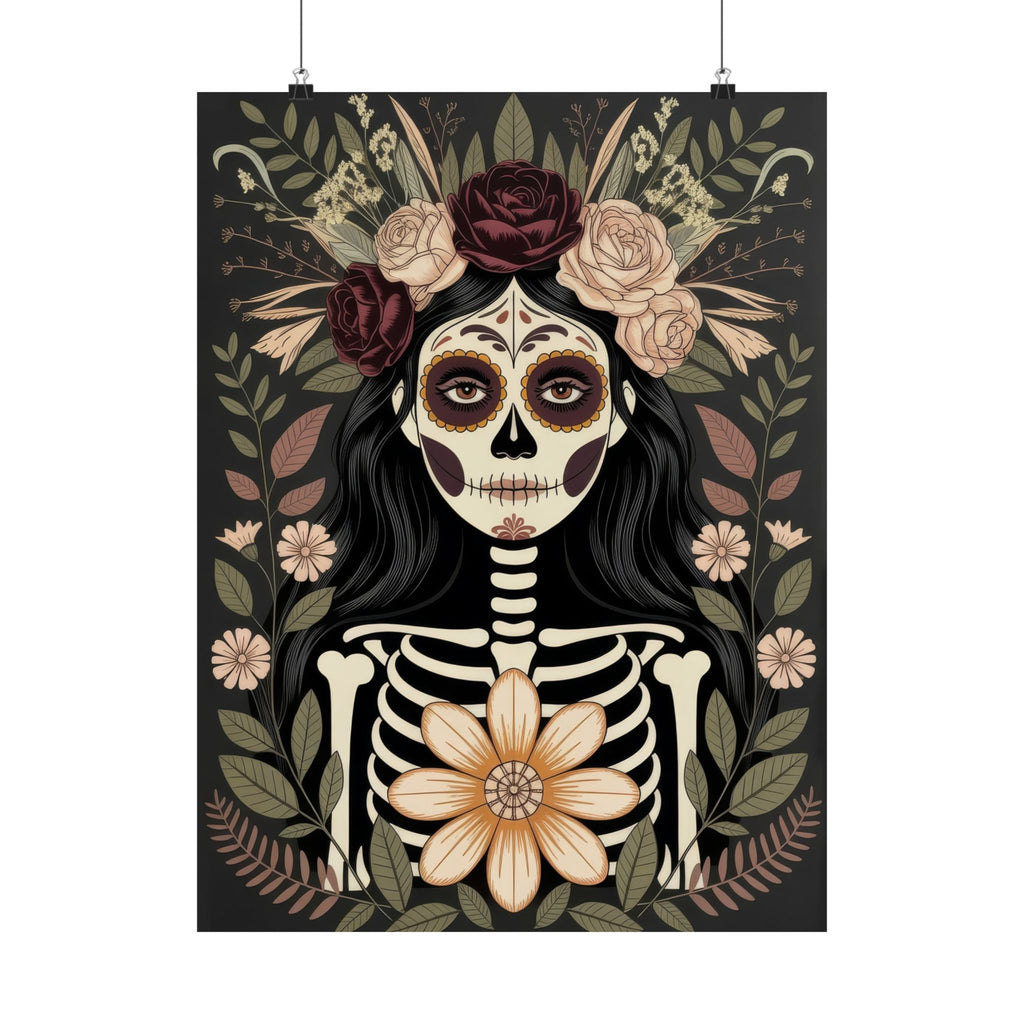 La Catrina Gothic Día de los Muertos Poster | Matte Vertical Art Print