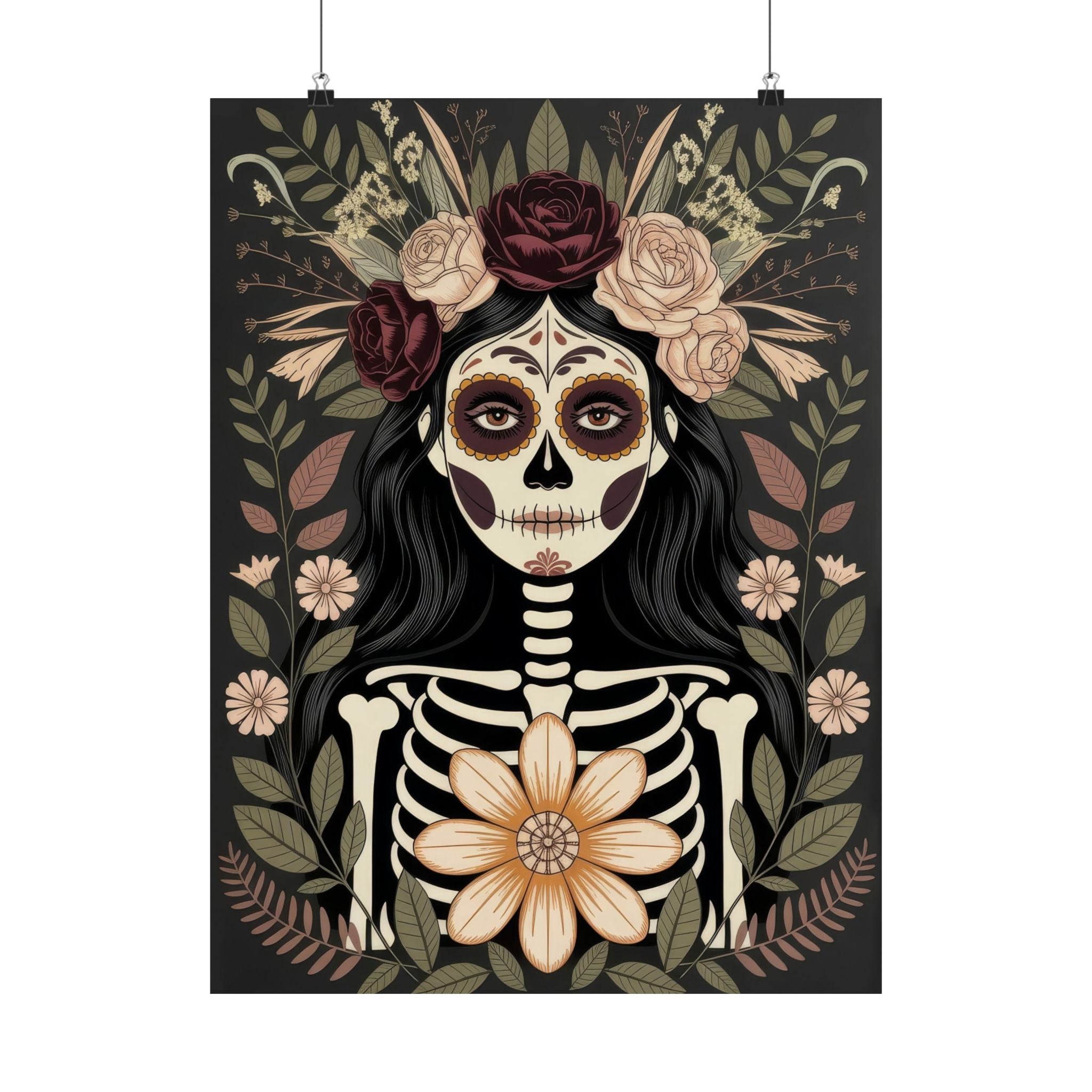 La Catrina Gothic Día de los Muertos Poster | Matte Vertical Art Print