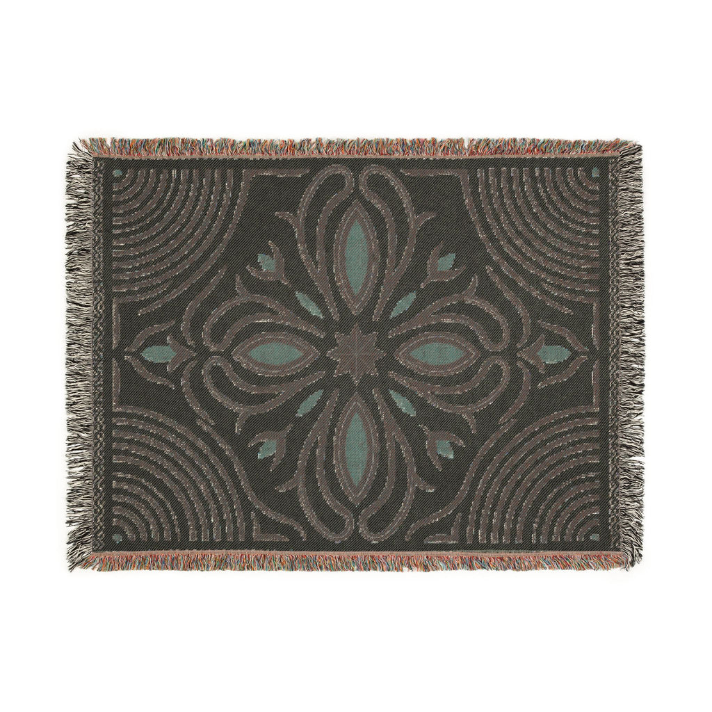 Boho Floral Medallion Woven Blanket | Southwestern Tile Pattern, Fringe Throw