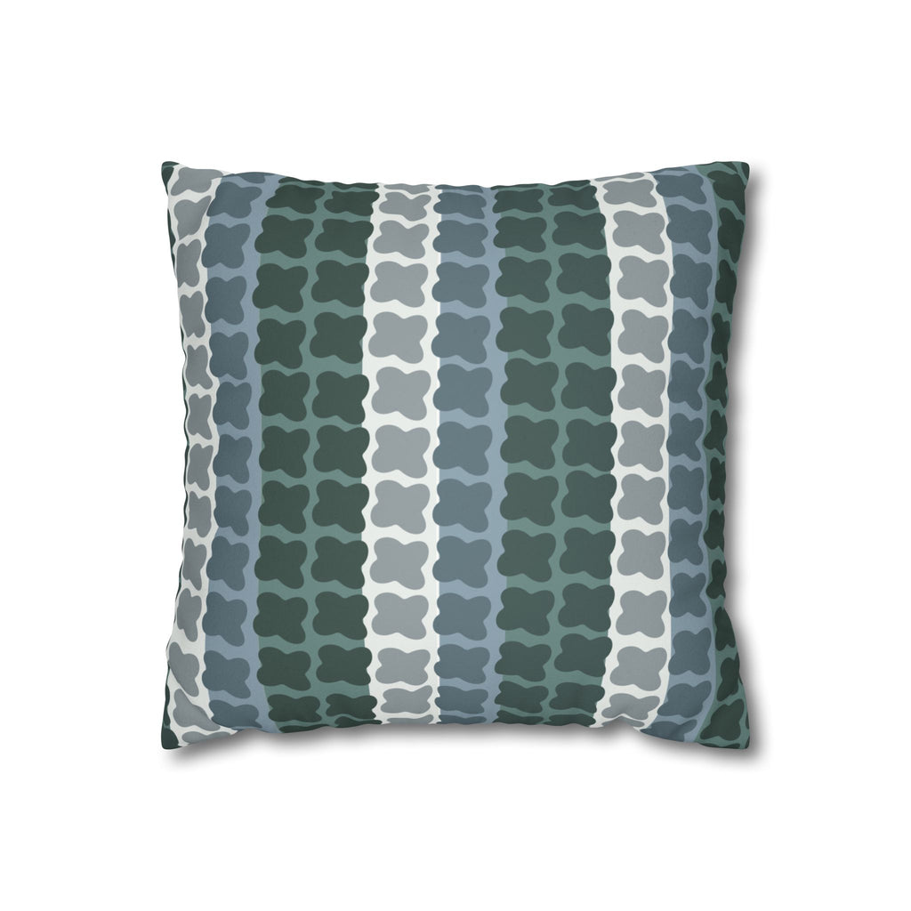 Mid Century Modern Geometric Pillow Cover | 1960s Inspired Retro Green Pattern | Faux Suede MCM Throw Pillow Cover