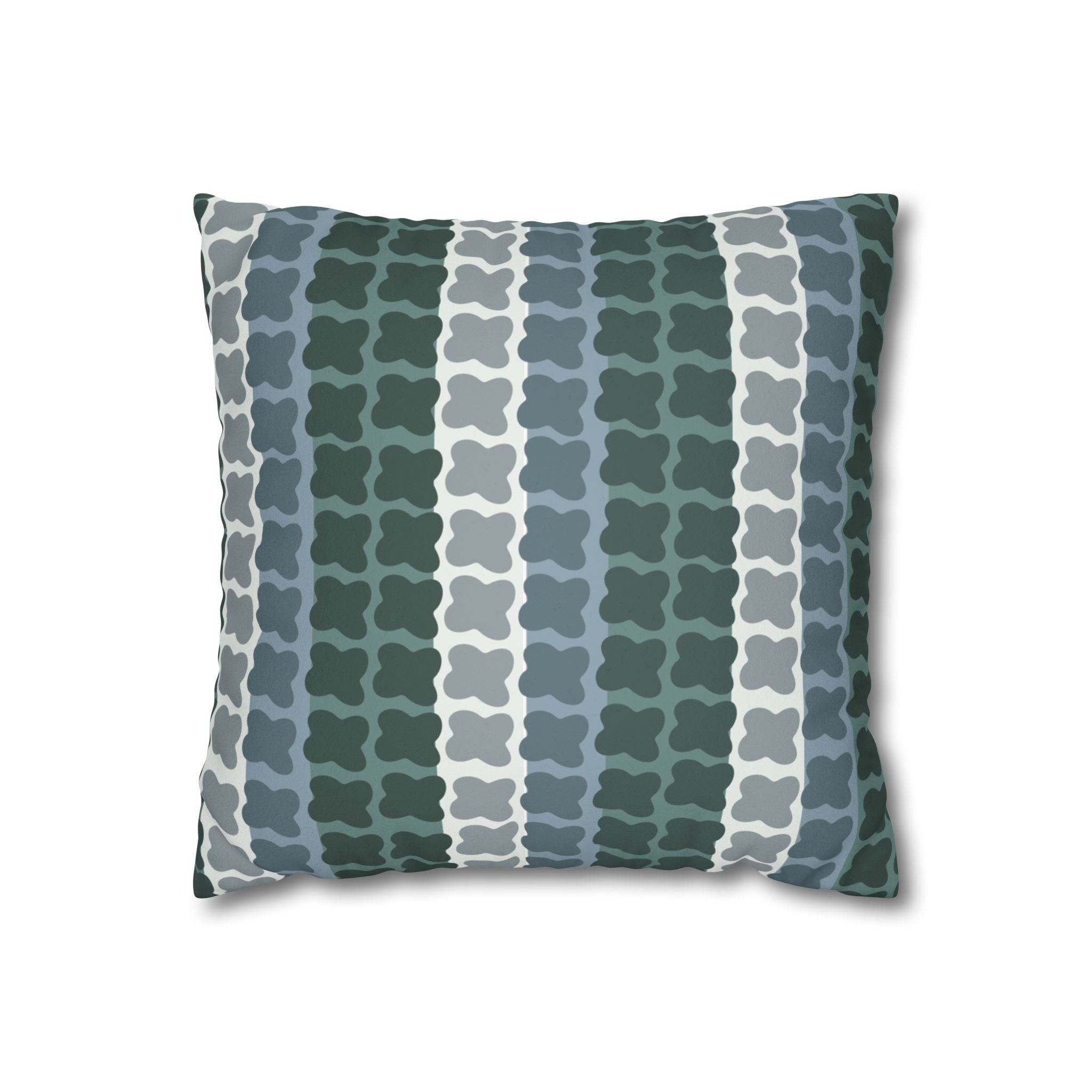 Mid Century Modern Geometric Pillow Cover | 1960s Inspired Retro Green Pattern | Faux Suede MCM Throw Pillow Cover
