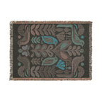 Scandinavian Folk Bird Woven Blanket | Colorful Botanical Throw