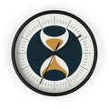 Mid Century Modern Clock | Atomic Retro Minimalist Hourglass Wall Clock | Navy & Gold