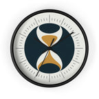 Mid Century Modern Clock | Atomic Retro Minimalist Hourglass Wall Clock | Navy & Gold