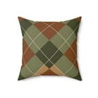 Olive and rust argyle decorative pillow, alternate view