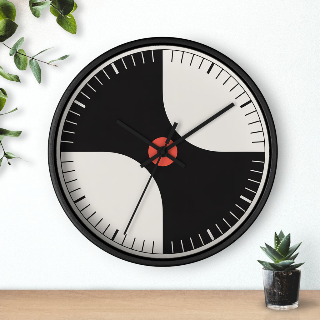 Atomic Mid-Century Modern Pinwheel Wall Clock | Retro Geometric Decor