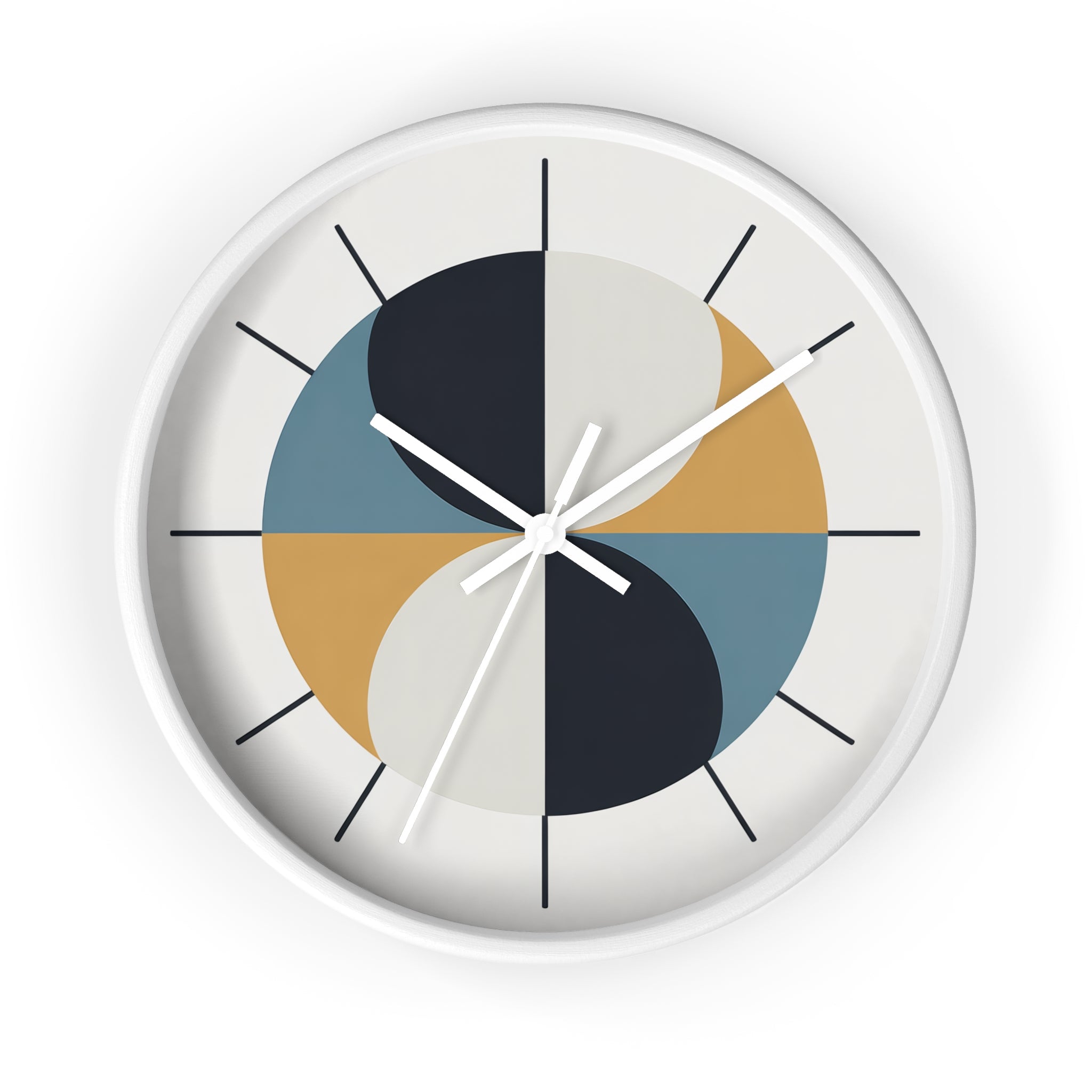 Mid Century Modern Clock | Atomic Retro Minimalist Geometric Hourglass Wall Clock