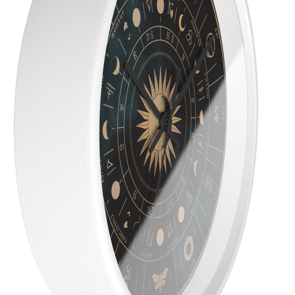 Eclipse Sun Occult Chart Wall Clock | Alchemical Glyphs, Antique Gold