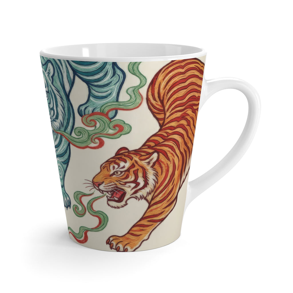 Chinoiserie Tiger Mug, Vintage Asian Inspired Coffee Mug, Bold Tiger Design Ceramic Mug