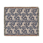 Dala Horse Woven Blanket | Blue Scandinavian Folk Throw