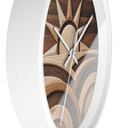 Geometric Sunrise Wall Clock | Marquetry-Style MCM Decor