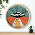 UFO Sunburst Wall Clock | Teal Orange Atomic Decor