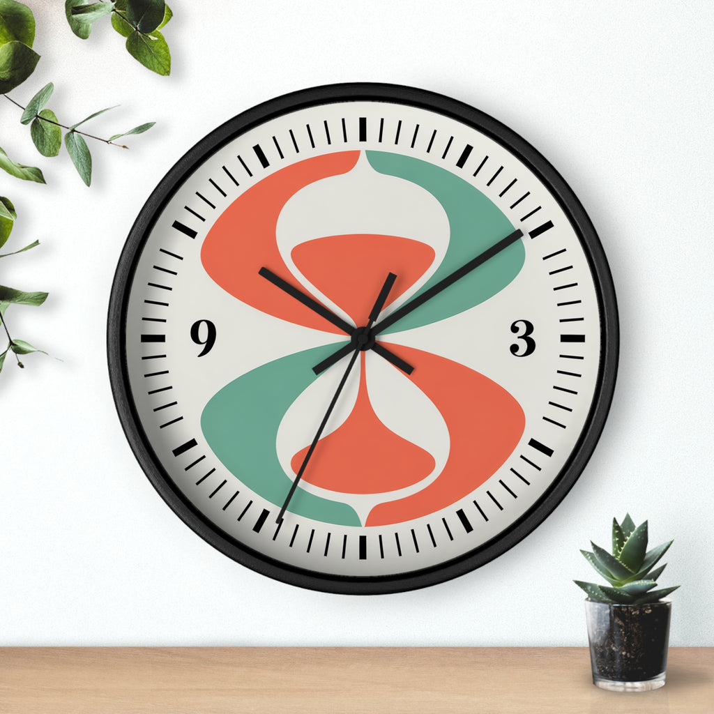 Mid Century Modern Clock | Atomic Retro Minimalist Abstract Hourglass Wall Clock