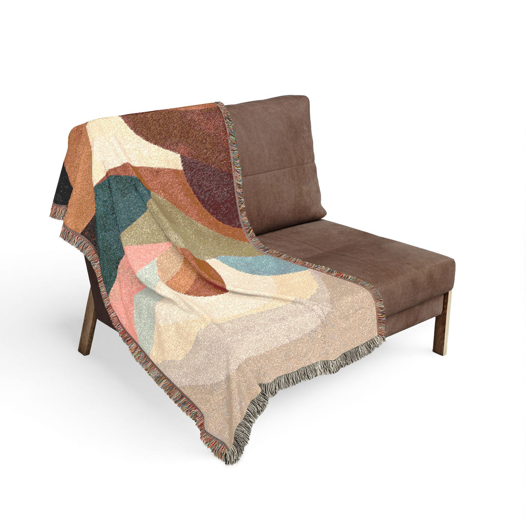 Woven blanket boho modern | Boho throw blanket | Abstract landscape nature lover blanket