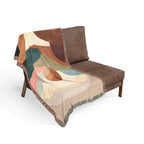 Abstract Sunset Landscape Woven Blanket | Earth-Tone Mid-Century Throw