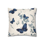 Blue Butterfly Botanical Faux Suede Pillowcase | Sapphire Cobalt Butterflies