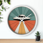 UFO Sunburst Wall Clock | Teal Orange Atomic Decor