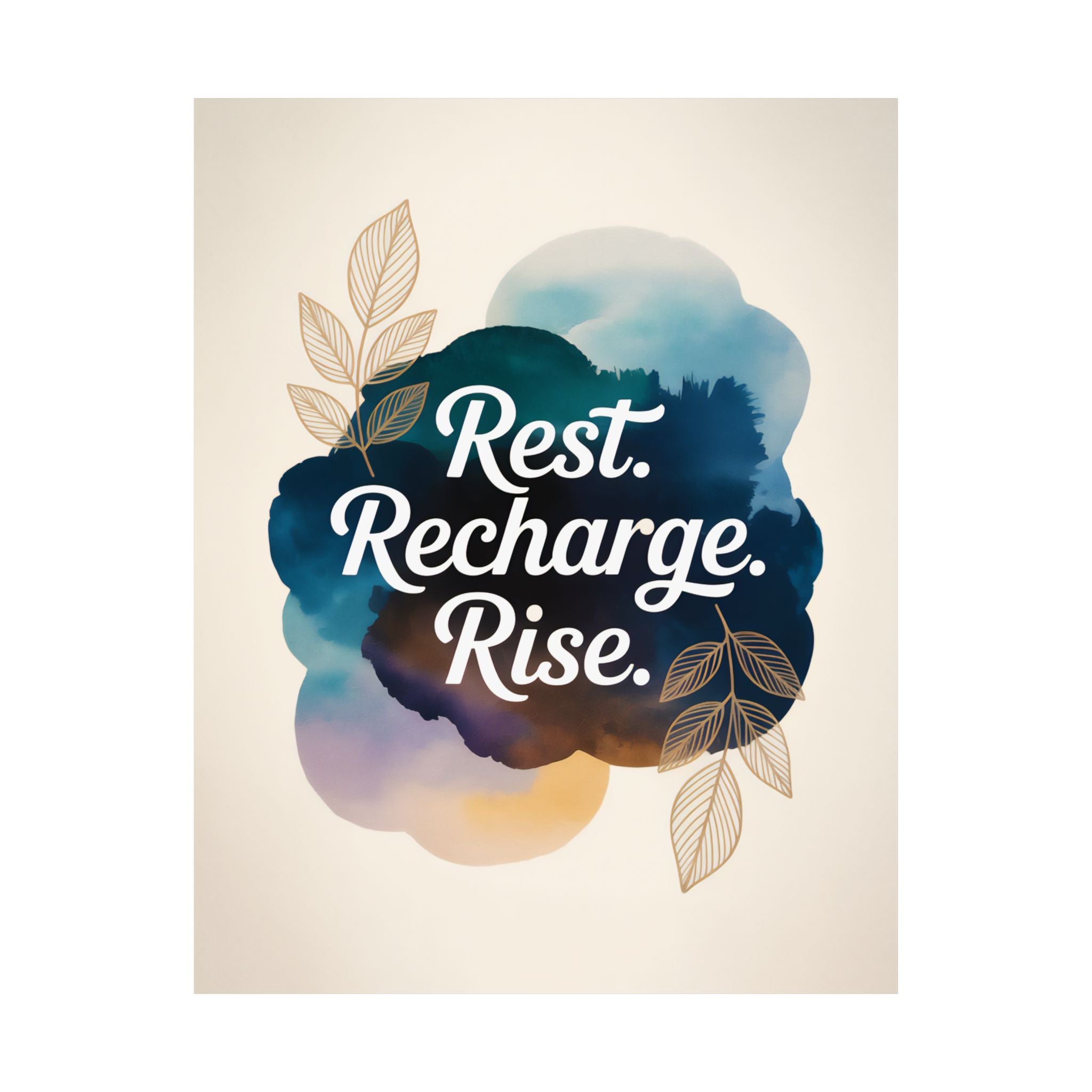 Rest Recharge Rise Poster | Motivational Wall Art, Modern Minimalist Print, Mindfulness Decor