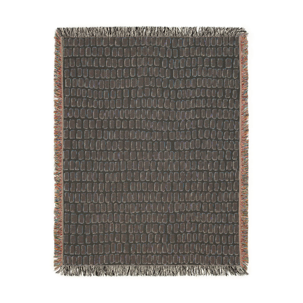 Updated Hand-Drawn Grid Texture Woven Blanket | Cream Background
