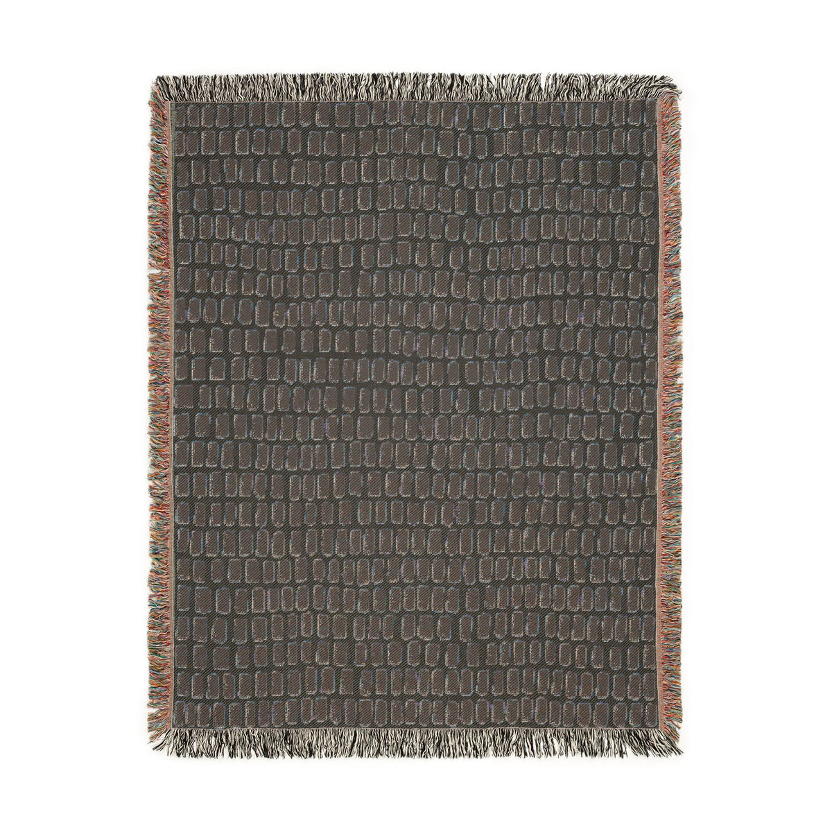 Updated Hand-Drawn Grid Texture Woven Blanket | Cream Background
