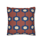 Terracotta Navy Geometric Faux Suede Pillow Cover