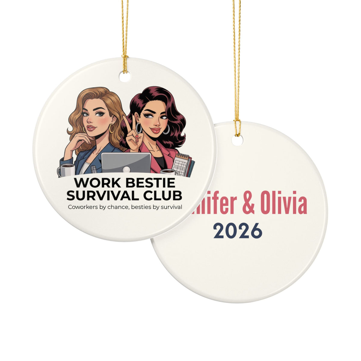 Work Bestie Ornament | Personalized Names & Year
