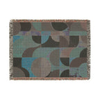 Mid-Century Geometric Woven Blanket | Rust & Teal Throw