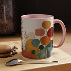 Mid-Century Boho Floral Accent Mug | Abstract Botanical Coffee Cup