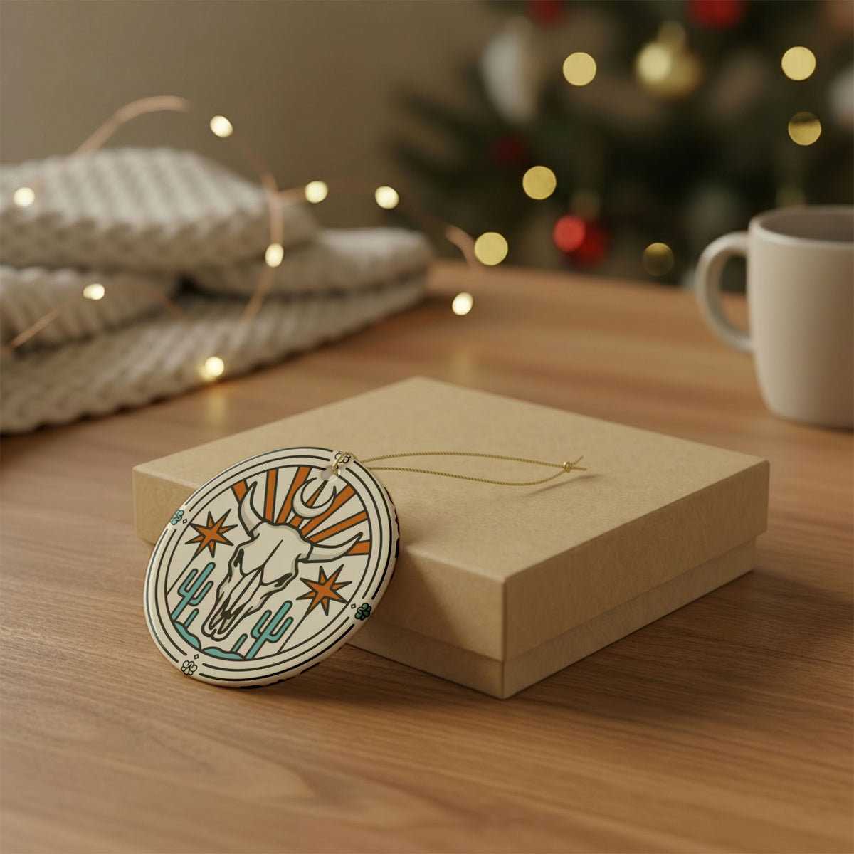 Western Bull Skull Ornament | Retro Desert Christmas Decor