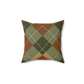 Autumn argyle faux suede pillow in olive, rust, camel and cream