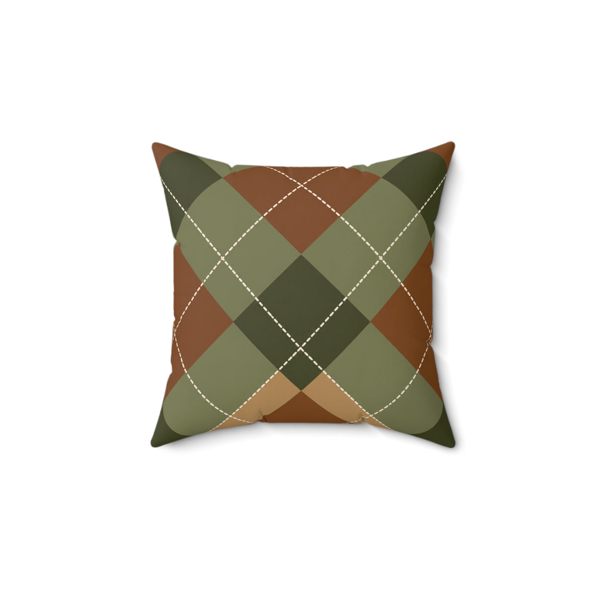 Autumn argyle faux suede pillow in olive, rust, camel and cream