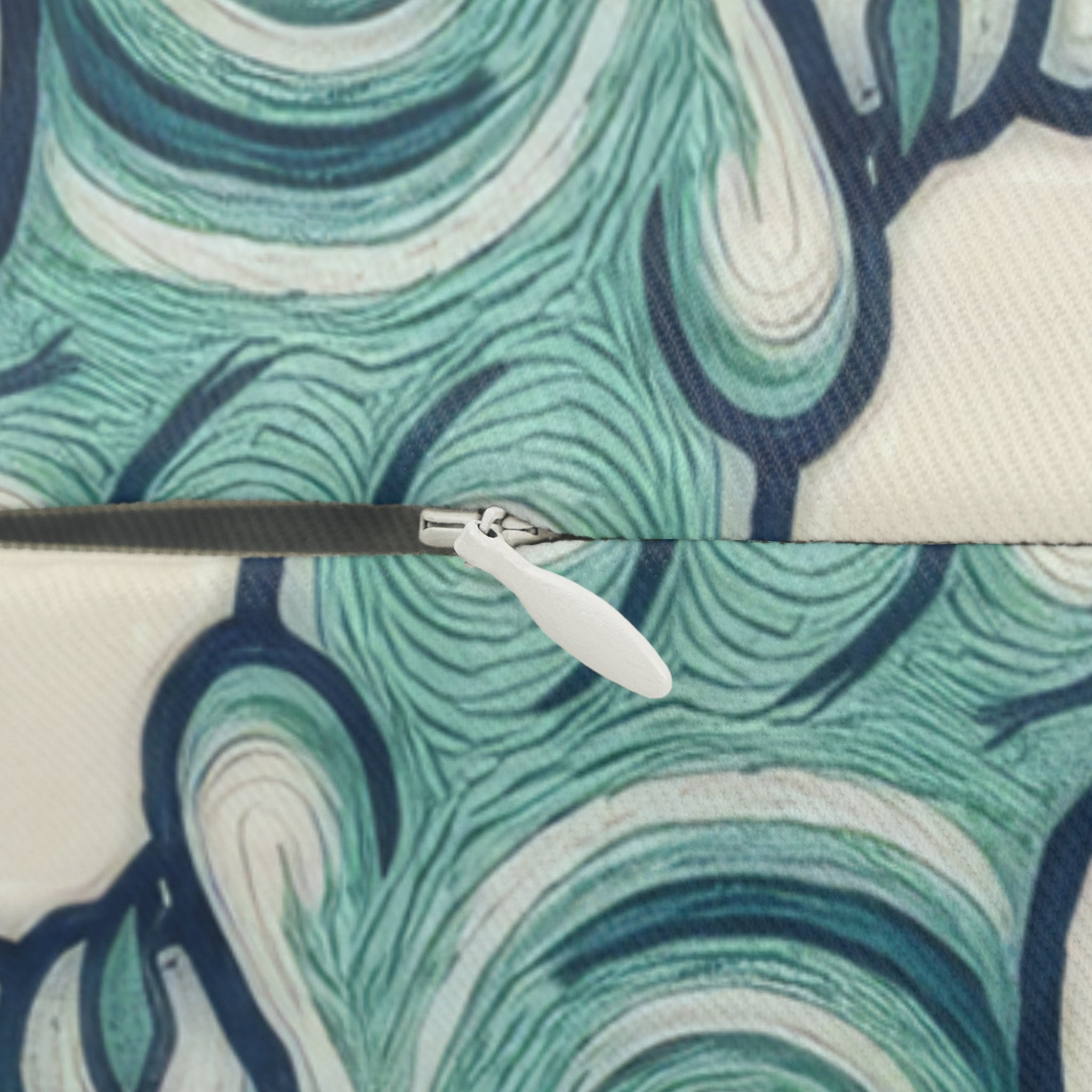 Teal Amber Chinoiserie Tiger Lumbar Pillow