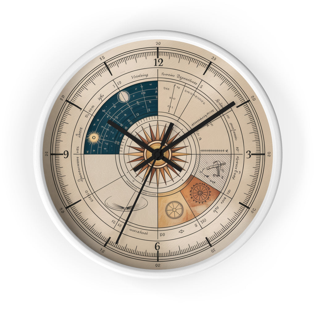 Leonardo da Vinci Chronometer Wall Clock | Renaissance Sketchbook Astronomy